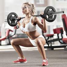 Holleyweb Placas de agarre de goma olímpicas de 2 pus, placas de agarre de hierro fundido para entrenamiento de fuerza, levantamiento de pesas, pesas de crossfit para gimnasio en casa - negro - Ver 6