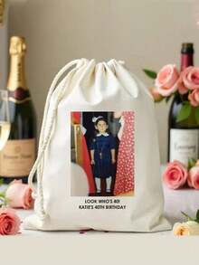 1pc Customized Personalized Drawstring Backpack, Custom Photo Exclusive Travel Bag, Lightweight Cinch Backpack Suitable, Customised Name Organiser Bags, Personalized Repeatable Used Bag, Personalized Christmas Gift, New Year Glamour - Multicolor - View 3