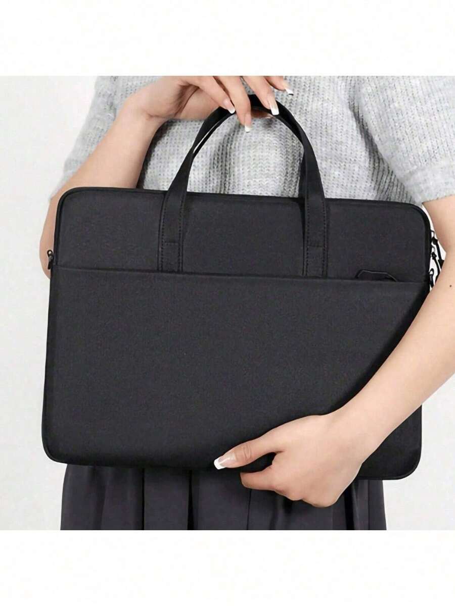 时尚简约褶皱云朵手提包，多功能肩包/腋下包 - 黑色 - 查看 1