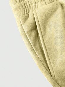 Plus Size Loose Fit Multi-Color Men's Sweatpants, Drawstring Design, Comfortable & Versatile - Yellow - View 3