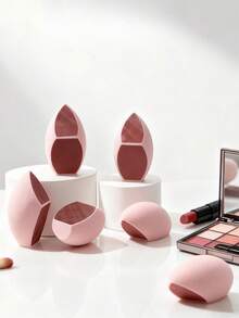 1/2个全新超柔软干湿两用化妆指纹美容蛋粉扑，无粉化妆海绵蛋工具 - 彩色 - 查看 2