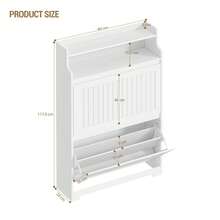 HaluPeit Scarpiera Salvaspazio Slim, Scarpiera Ingresso da Portascarpe, 2 Ante, per 16 Paia di Scarpe, Ripiani Regolabili, 24 x 80 x 117,5 cm, per Ingresso, Soggiorno, Bianco - Bianco - Visualizzare 6
