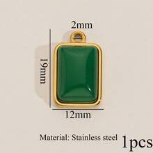 1件不锈钢18K镀金复古水滴形、方形、太阳形、绿松石形、虎眼石形等吊坠，手工DIY手链项链饰品配件，日常佩戴