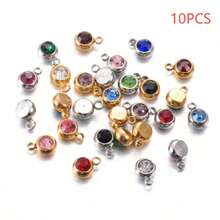 10pcs/20pcs Stainless Steel Crystal Beads Pendant In Mixed Colors, Suitable For Birthstone, Crystal Amulet, Bracelet, Jewelry Making DIY For Necklace, Bracelet, Earrings, Valentine And Birthday Gift - Stainless Steel Birthstone Pendant - View 12