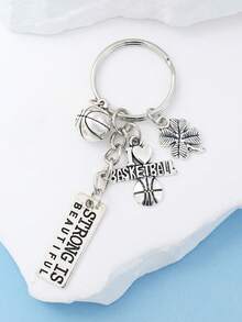 Breloc cu pandantiv baschet, 5 buc/set, cu slogan motivațional și pandantiv, pandantiv creativ pentru bărbați, accesorii pentru geantă de mașină, brelocuri sportive pentru sportivi și fani, cadou ideal pentru pasionații de sport, Crăciun, articole pentru fani, cadouri pentru spiritul de echipă, brelocuri tematice, material durabil, construcție robustă, cadou de petrecere.