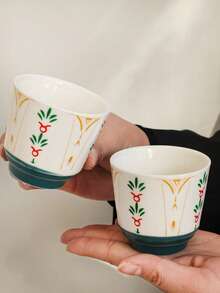 1pc Middle Eastern Style Latte Art Coffee Cup, Espresso Cup, Cappuccino Ceramic Mug - Multicolor - View 7