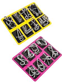 24片/8片金属拼图玩具，儿童益智玩具，开启亲子互动游戏，锻炼儿童思维能力，提升动手能力，完美的儿童生日教育礼物。游戏、拼图、脑筋急转弯、颜色游戏、益智游戏、磁性象棋游戏、圣诞礼物 - 彩色 - 查看 17