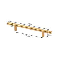 黑色和金色拉丝不锈钢橱柜把手，厨房橱柜门拉手，家具抽屉拉手，T型把手 - 金色 - 查看 5