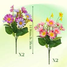 4pcs/Set Artificial Daisy, Wild Flower And Lavender Bouquet - Realistic Petals And Leaves Mimic Real Garden Flowers, Vibrant Faux Floral Decor, Suitable For Indoor/Outdoor Home Garden Tabletop, Valentine's Day Gift - Multicolor - View 13