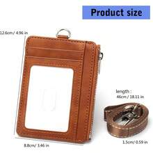 Prctica Cartera Con Porta Credencial De PU Con Diseos De Bloqueo Ranuras Para Tarjetas Y Cordn Desmontable Para Un Fcil Acceso Porta Credencial Profesional - Azul + Con cordón - Ver 9