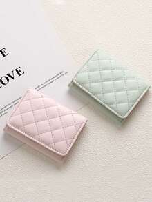 1个Linge三折钱包，可爱女士卡包，时尚刺绣线条，短款多卡零钱包，大容量多卡证件夹，学生多功能折叠钱包，拉链钱包，便携式卡包，一体式卡包，防水零钱包，适合作为节日/情人节礼物 - 彩色 - 查看 5