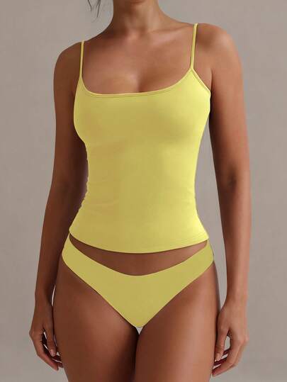 XLLAIS Top sin espalda sexy para mujer, camiseta de tirantes elástica y casual