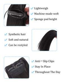 Synthetic Wigs Invisible Seamless Hair Pads Clip In Hair Extension Fluffy Pad Hight Hairpiece For Women Top Side Cover Hairpiece Suitable For Women's Daily Wear And Gatherings