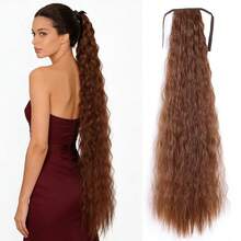 女士合成长波浪卷发接发片，夹式马尾辫，黑色/金色可选，耐热纤维 - 彩色 - 查看 9