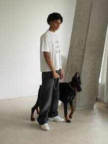 Pantalones vaqueros bordados de marca retro, unisex, estilo Y2K, de alta calle, holgados, versátiles y de corte recto - Negro - Ver 2