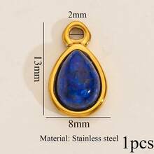 1件不锈钢18K镀金复古水滴形、方形、太阳形、绿松石形、虎眼石形等吊坠，手工DIY手链项链饰品配件，日常佩戴