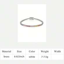 MDFUN 2毫米彩色立方氧化锆14K镀金网球手链，女士款，彩虹圆形切割立方氧化锆网球链饰品礼品 - 白色-彩鋯 - 查看 11