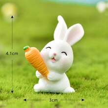 Mini Rabbit Statue, Resin Rabbit Figurine Decor, Fairy Garden Dollhouse Cake Topper, Cute Rabbit Decoration, Home And Easter Decoration - Multicolor - View 13