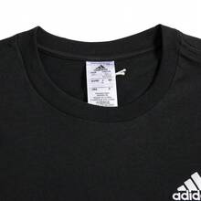 Adidas 阿迪达斯 ESSENTIALS 复古休闲舒适简约日常圆领短袖T恤，黑色 - 黑色 - 查看 7