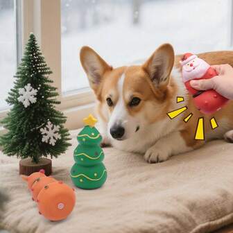 Christmas-Themed Pet Rubber Toys, Including Christmas Tree, Santa Claus, Reindeer Toys, Interactive Toys For Dogs And Cats