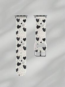 1pc Soft Elastic Breathable Polka Dot & Graffiti Heart Pattern Replacement Watch Band Strap, Fits 38mm 40mm 41mm 45mm 44mm 42mm 49mm, Fashionable Casual Multi-Color Silicone Watch Band Accessory For Apple Watch Ultra Series, S10/SE/9/8/7/6/5/4/3/2/1 Smartwatch - Multicolor - View 12