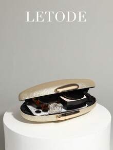 LETODE Glittery Gold Elegant Glitter Clutch Bag, Women's Evening Bridal Wedding Wallet With Detachable Metal Chain, Suitable For Weddings And Parties, Multifunctional Handbag, Cocktail Party Wedding New Wallet, Perfectly Matches Ball Gown Accessories, Party Ball Gown Bag - Gold - View 10