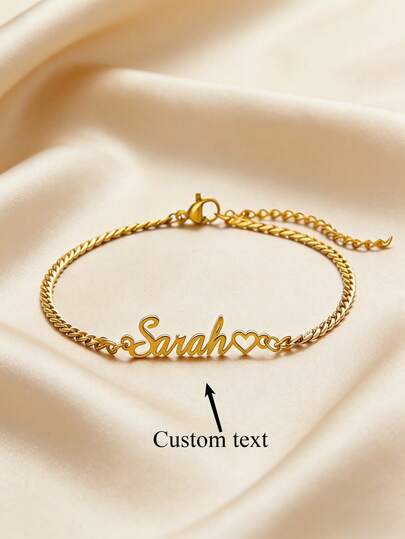 Customized Personalized Girl's Name Bracelet, Stainless Steel Nameplate Accessory Bracelet Anklet Pendant, Fashionable, Colorful, Retro, Simple, Customized Personalized Unique, An Ideal Gift For Her