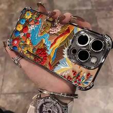 1pcs Colorful Mountain River Landscape Phone Case Compatible with Apple Phone17 16 15 14 13 12 11 ProMax Silicone Shock Proof Vintage Modern Exquisite Stunning Can Be Given To Friends Can Be Given To Family Members As Gifts - Negro - Ver 4