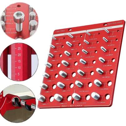 Calibrador de hilos, herramienta de inspección de hilos, 28 calibres métricos y femeninos, calibrador de inspección de tuercas y pernos, calibrador de identificación de pernos y tuercas con regla