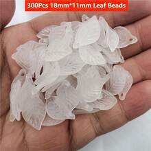 300Pcs 18*11mm Candy Color Acrylic DIY Jewelry Making Frosting Leaf Mini Pendant Jewelry Accessories - 300個18x11毫米樹葉珠 - 查看 18