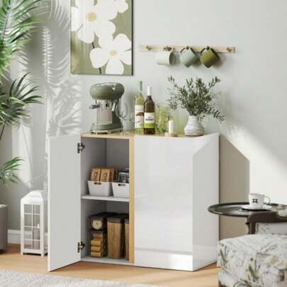 Chest Of Drawers, Sideboard With Soft-Close Doors, Adjustable Shelf, For Living Room, Kitchen, Dining Room, White