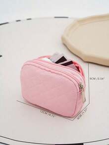 Women Wallet, Small Wallet, Zip Wallet, Birthday Gift, Mother's Day Gift, Daily Fashion Casual Quilted Detail, Men Wallet, Student Supplies Organizer, Stationery, Teacher Gift, Back To School Season, Women Wallet, Mini Wallet, Coin Purse - 淺粉色 - 查看 5