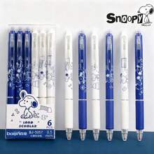 1pc/6pcs Puppy Cartoon Erasable Neutral Pen Cute Elementary School Student MoYi Erasable Pen 0.5 High Beauty Press Water Pen Snoopy Random Style, Christmas Stocking Fillers,Christmas Gifts,Christmas,Christmas Decorations - Multicolor - View 10