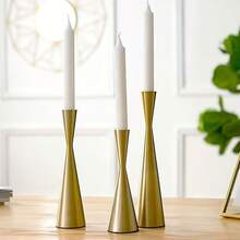 3pcs Luxury Unique Waist Candlestick Romadedi, Original Bronze Color Candle Holder, Slim Waist Candlelight Dinner Prop, Soft Decor, Suitable For Ramadan, Dining Table Center Decor, Wedding Reception, Holiday Fireplace Decor Or Home Decor (Candles Not Included) - Multicolor - View 5