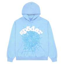 SP5DER Spider Worldwide Tracksuit Hoodie Set Cobweb Spider Style , Letter Print, Hip Hop Hoodie, Long Sleeve Fashion Sweatshirt,  Hoodie Pant Casual Tracksuit Long Sleeve Athletic Suit, Couple Matching Design, Designed For Both Men And Women - Màu xanh nhạt - Xem 5