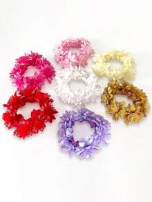 1pc Women's New Solid Color Faux Fabric Daisy & Rose Flower Hair Scrunchie, Suitable For Daily, Vacation, Hairstyle, Hair Tie, Hair Accessories, Holiday Gift ,Ponytail Holders ,Hair Elastics ,Hair Rubber Bands ,Hair Rope - Multicolor - View 11