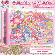 27pcs Scenery Sticker Book, DIY House Stickers, Includes 15 Material Sheets, 12 Scenes, Metal Tweezers, 3D Miniature House Stickers, Landscape Stickers, Scenery Stickers, Manual Stickers, Hand Categorized Small House Stickers, Reusable, Multiple Sizes Available - Multicolor - View 1