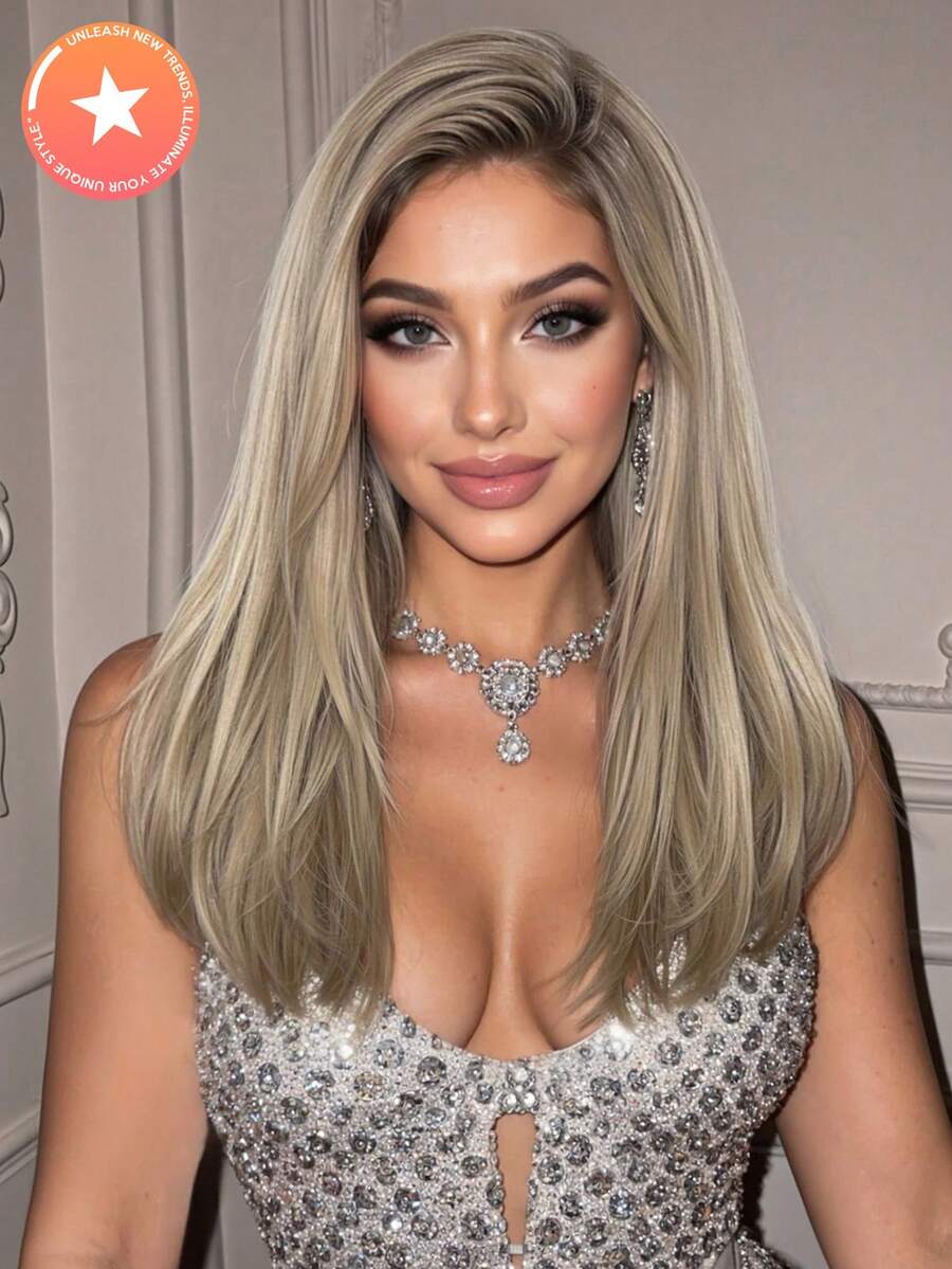 Tóc giả FIVE STARS 13*4 HD Lace Front trong suốt và thoáng khí dành cho nữ, màu vàng lanh, dài 26 inch, tóc xoăn không mái, tóc tổng hợp chịu nhiệt, thích hợp cho cosplay, lễ hội, trang phục Halloween, HOT - Vàng lanh - Xem 1