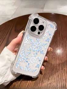 冰蓝色雪花印花气囊防摔手机壳，兼容苹果17/16 Pro Max、14/13、12、11 Pro Max、XS Max、X、XR、8、7、Plus、Mini，可作为生日礼物、送给女朋友、男朋友或自用 - 彩色 - 查看 4