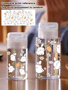Pink Easter Gift Rabbit Pattern Refillable PET Travel Bottle, Easter Bunny Pattern Makeup Remover Refillable Bottle With 3.38oz/6.76oz Portable Pump Head, Suitable For Nail Polish Remover, Toner And Makeup Remover, Dome Design, Hand Wash, Reusable, Makeup Remover Bottle (Manual Measurement, Normal Error 2cm, Milliliter Data Accurate) - Multicolor - View 3