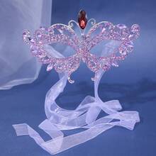 1 chiếc mặt nạ hóa trang trang trí hoa pha lê, mặt nạ vương miện đính đá cho tiệc kiểu Venice, phụ kiện trang phục cho nữ. - Bạc - Xem 6