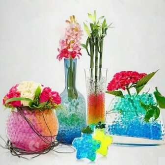 40.000 piezas/30.000 piezas/20.000 piezas/1.000 piezas Perlas de gel de agua de colores, perlas de relleno de jarrón, perlas de agua, perlas hidropónicas. Estas sorprendentes perlas se expanden al entrar en contacto con el agua y no requieren riego frecuente después de su uso. Adecuadas para relleno de velas y jarrones, cultivo sin suelo y talla grande.