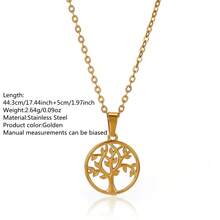 VceTd 1 chiếc vòng cổ mặt dây chuyền bằng thép không gỉ hình cây sự sống rỗng phong cách tối giản, thích hợp cho phụ nữ đeo hàng ngày hoặc làm quà tặng cho các ngày lễ - HQ005 - Xem 3