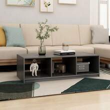 Mesa de centro vidaXL gris, 110x50x34 cm, madera maciza de pino. - Gris - Ver 3
