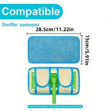 5-Piece Set Of Heavy-Duty Reusable Mop Pads (Excluding Mop) -10.8-Inch Oversized Washable Microfiber Cleaning Pad, Suitable For Both Dry And Wet Cleaning Replacement Pads For Hardwood, Ceramic Tiles, And Vinyl Flooring (5-Piece Set), Compatible With Multiple Mop Machines, Wear-Resistant Fabric Structure, High-Quality Materials, Suitable For Busy Families To Use ZZ8J - 藍色 (27.5*15.5吋) - 查看 5