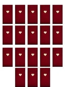 18pcs/12pcs/6pcs Elegant Red & Gold Envelopes, Red Envelopes Printed With Gold Patterns, Chinese New Year Red Envelopes Designed With Gold Foil, 6.6x3.5 Inches, With Matte Gold Heart Patterns, Suitable For Chinese New Year, Valentine's Day, Spring Festival, Ideal For New Year Gifts, Birthday Gifts, Birthdays And Parties