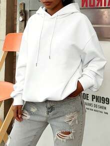 1 szt./Grafika snowboardowa i piwo z nadrukiem skierowanym w stronę ośnieżonych gór, swobodna bawełniana bluza z kapturem o obniżonych ramionach, wygodna, oversize'owa, z podszewką z polaru, luźna i wygodna mieszanka bawełny, odpowiednia na jesienne i zimowe wyjścia, unisexowa bluza w jednolitym kolorze. Dla kobiet i mężczyzn - 1 szt. Biały - Zobacz 2