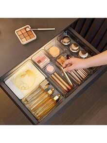 Hộp đựng đồ trong suốt 9/6/1 chiếc, hộp đựng mỹ phẩm, hộp đựng đồ dùng văn phòng và các vật dụng khác, quà tặng mùa hè cho các cô gái. - trắng - Xem 5