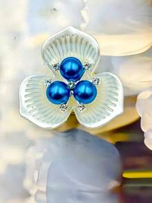 European & American Fashionable Camellia ABS Plastic Button Covers, Versatile Elegant Faux Pearl Flower Design Shirt & Cuff Buttons