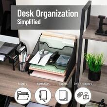 Mind Reader 2MESHBOX5-BLK Mesh Desk Organizer 5 Trays Desktop Document Letter Tray for Folders Mail Stationary Desk Accories 2 Pack Black - Negro - Ver 3